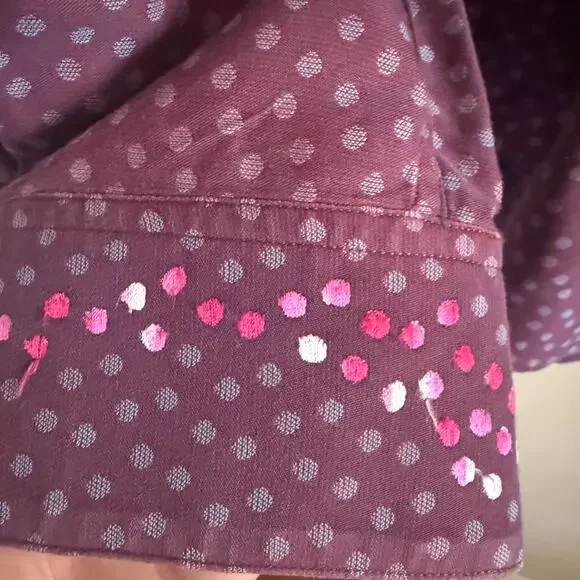 ROBERT GRAHAM Long Sleeve Polka Dot Eggplant Purple Shirt Size Large - Picture 3 of 6